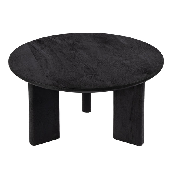 Butler Specialty Jenni Round Mango Wood Coffee Table With Chunky Legs – Modern Living Room Focal Point, Durable Design Black Mango Solids 5812295-butler