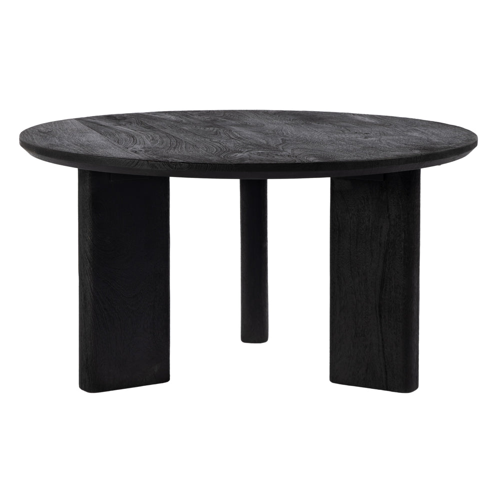 Butler Specialty Jenni Round Mango Wood Coffee Table With Chunky Legs – Modern Living Room Focal Point, Durable Design Black Mango Solids 5812295-butler