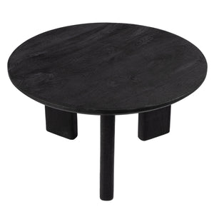 Butler Specialty Jenni Round Mango Wood Coffee Table With Chunky Legs – Modern Living Room Focal Point, Durable Design Black Mango Solids 5812295-butler