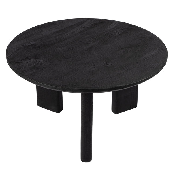 Butler Specialty Jenni Round Mango Wood Coffee Table With Chunky Legs – Modern Living Room Focal Point, Durable Design Black Mango Solids 5812295-butler