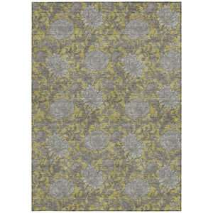 Homeroots 3' Artichoke Green And Gray Floral Washable Area Rug For Indoor And Outdoor Spaces, Durable Design 9' X 12' Polyester 581231