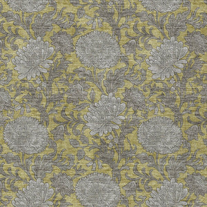 Homeroots 3' Artichoke Green And Gray Floral Washable Area Rug For Indoor And Outdoor Spaces, Durable Design 9' X 12' Polyester 581231