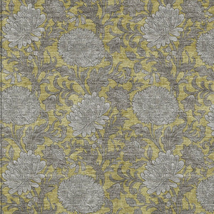 Homeroots 3' Artichoke Green And Gray Floral Washable Area Rug For Indoor And Outdoor Spaces, Durable Design 10' X 14' Polyester 581232