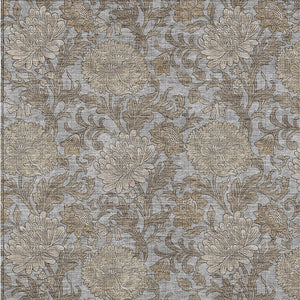 Homeroots 3' Artichoke Green And Gray Floral Washable Area Rug For Indoor And Outdoor Spaces, Durable Design 5' X 8' Polyester 581234