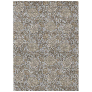 HomeRoots 5' Elegant Gray-Silver and Taupe Floral Area Rug for Indoor and Outdoor Spaces, Washable & Durable 8' X 10' 581236