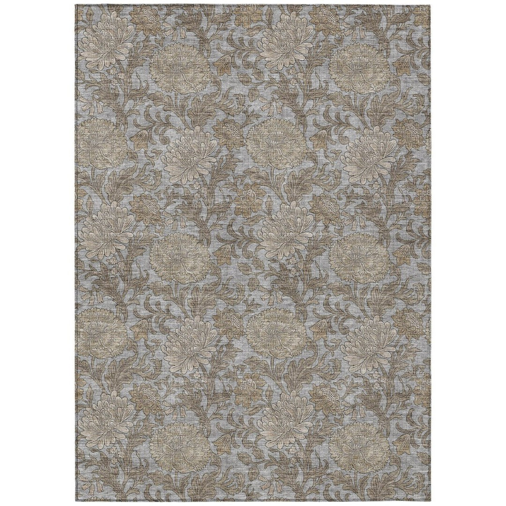 HomeRoots 9' Elegant Floral Area Rug - Durable, Washable Design for Indoor & Outdoor Spaces in Neutral Tones 9' X 12' 581237