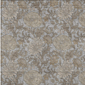 Homeroots 3' Artichoke Green And Gray Floral Washable Area Rug For Indoor And Outdoor Spaces, Durable Design 10' X 14' Polyester 581238