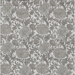 Homeroots 3' Artichoke Green And Gray Floral Washable Area Rug For Indoor And Outdoor Spaces, Durable Design 9' X 12' Polyester 581243