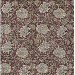 Homeroots 3' Artichoke Green And Gray Floral Washable Area Rug For Indoor And Outdoor Spaces, Durable Design 9' X 12' Polyester 581249