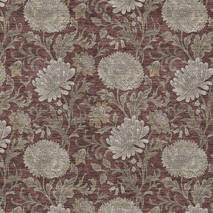 Homeroots 3' Artichoke Green And Gray Floral Washable Area Rug For Indoor And Outdoor Spaces, Durable Design 9' X 12' Polyester 581249