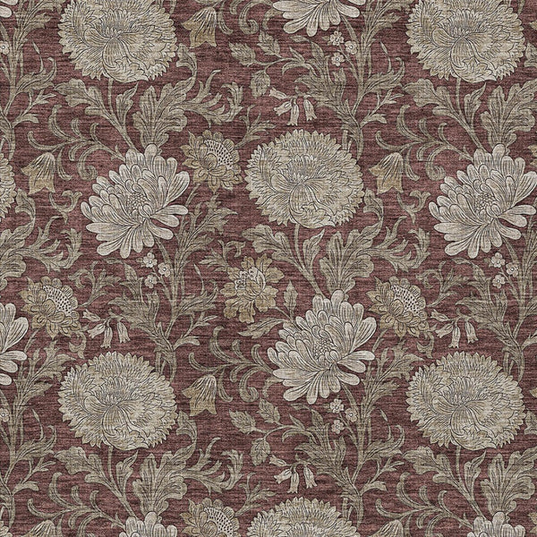 Homeroots 3' Artichoke Green And Gray Floral Washable Area Rug For Indoor And Outdoor Spaces, Durable Design 9' X 12' Polyester 581249