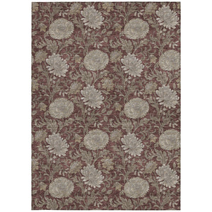 Homeroots 3' Artichoke Green And Gray Floral Washable Area Rug For Indoor And Outdoor Spaces, Durable Design 10' X 14' Polyester 581250