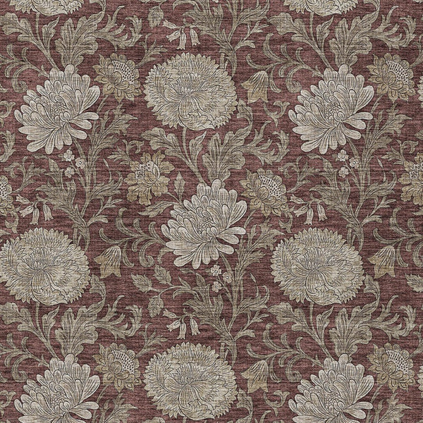 Homeroots 3' Artichoke Green And Gray Floral Washable Area Rug For Indoor And Outdoor Spaces, Durable Design 10' X 14' Polyester 581250