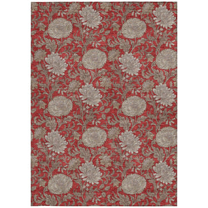 Homeroots 3' Artichoke Green And Gray Floral Washable Area Rug For Indoor And Outdoor Spaces, Durable Design 3' X 5' Polyester 581251