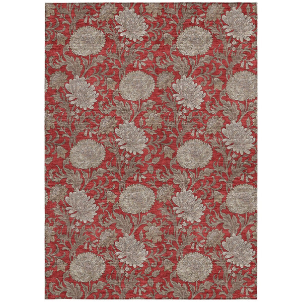 Homeroots 3' Artichoke Green And Gray Floral Washable Area Rug For Indoor And Outdoor Spaces, Durable Design 9' X 12' Polyester 581255