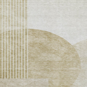 Homeroots 3' Brown Beige Ivory Geometric Indoor Outdoor Area Rug – Durable, Washable, Stylish For Any Space 5' X 8' Polyester 581258