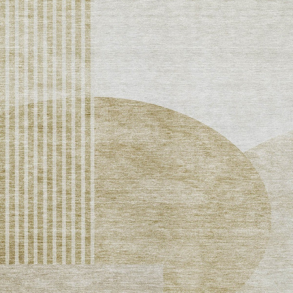 Homeroots 3' Brown Beige Ivory Geometric Indoor Outdoor Area Rug – Durable, Washable, Stylish For Any Space 5' X 8' Polyester 581258