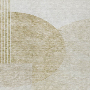 Homeroots 3' Brown Beige Ivory Geometric Indoor Outdoor Area Rug – Durable, Washable, Stylish For Any Space 8' X 10' Polyester 581260