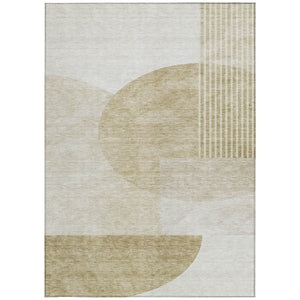 Homeroots 3' Brown Beige Ivory Geometric Indoor Outdoor Area Rug – Durable, Washable, Stylish For Any Space 9' X 12' Polyester 581261