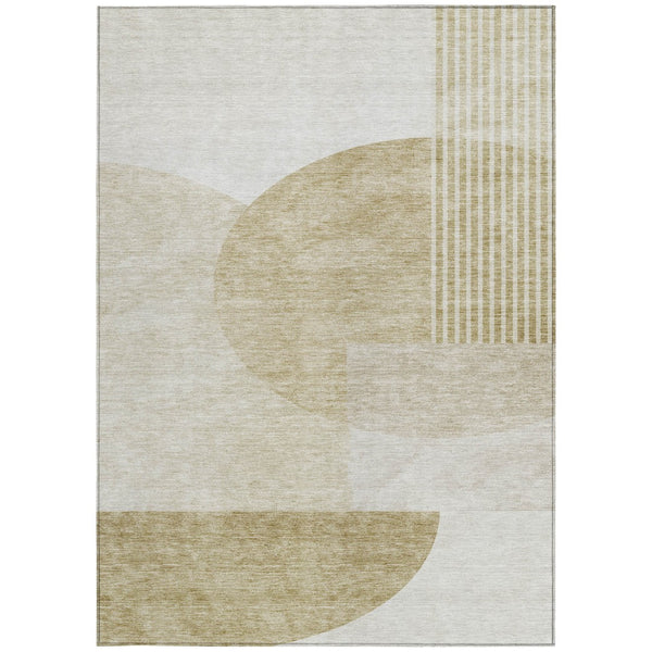 Homeroots 3' Brown Beige Ivory Geometric Indoor Outdoor Area Rug – Durable, Washable, Stylish For Any Space 9' X 12' Polyester 581261