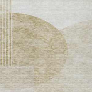 Homeroots 3' Brown Beige Ivory Geometric Indoor Outdoor Area Rug – Durable, Washable, Stylish For Any Space 9' X 12' Polyester 581261