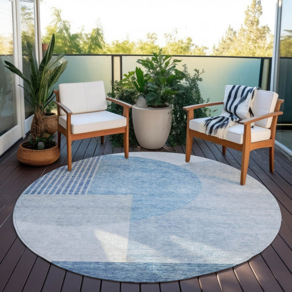 Homeroots 3' Brown Beige Ivory Geometric Indoor Outdoor Area Rug – Durable, Washable, Stylish For Any Space 8' Round Polyester 581265