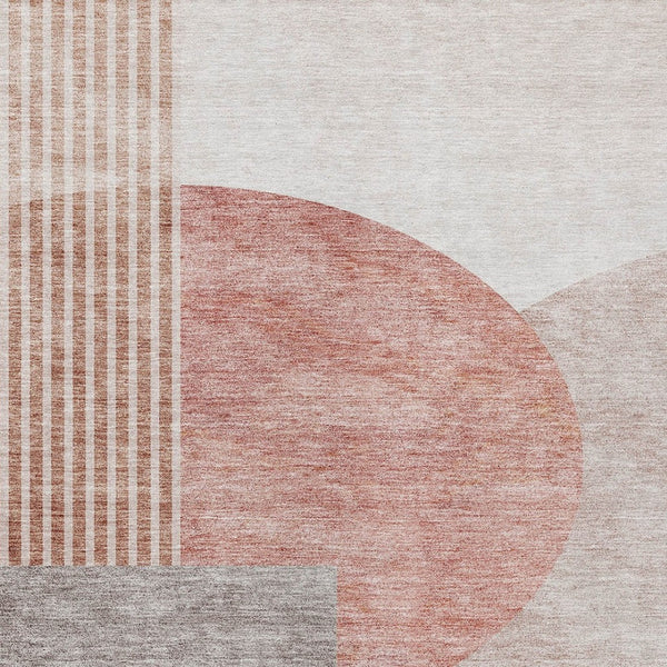 Homeroots 3' Brown Beige Ivory Geometric Indoor Outdoor Area Rug – Durable, Washable, Stylish For Any Space 5' X 8' Polyester 581270