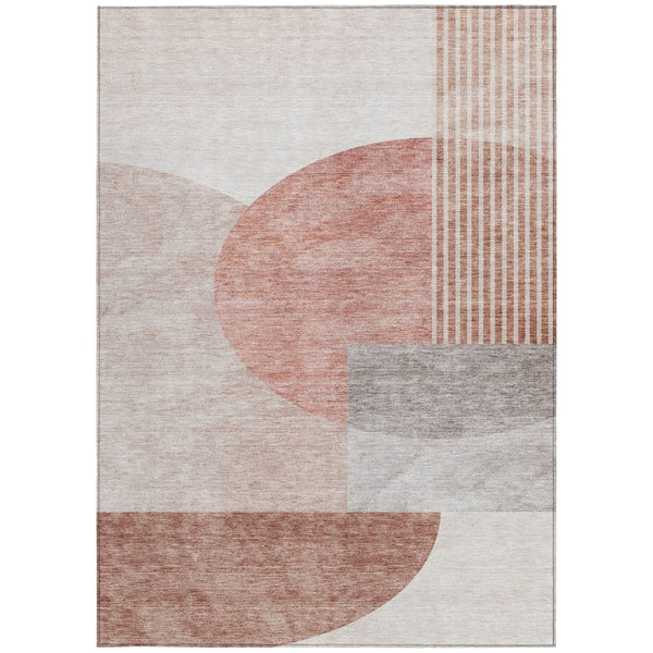 Homeroots 3' Brown Beige Ivory Geometric Indoor Outdoor Area Rug – Durable, Washable, Stylish For Any Space 8' X 10' Polyester 581272