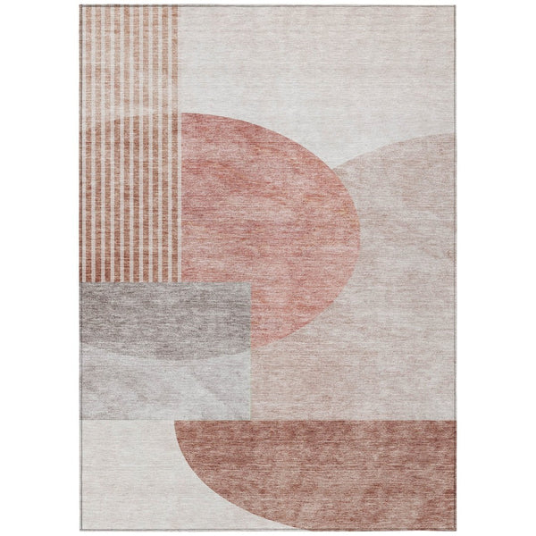 HomeRoots 5' Copper Red and Gray Geometric Area Rug - Durable, Washable, Stylish for Indoor & Outdoor Spaces 8' X 10' 581272