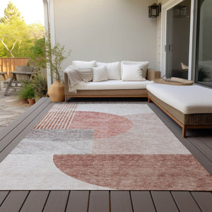 Homeroots 3' Brown Beige Ivory Geometric Indoor Outdoor Area Rug – Durable, Washable, Stylish For Any Space 10' X 14' Polyester 581274