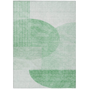 HomeRoots 5' Modern Green and Mint Geometric Area Rug - Washable, Durable for Indoor & Outdoor Spaces 5' X 8' 581276