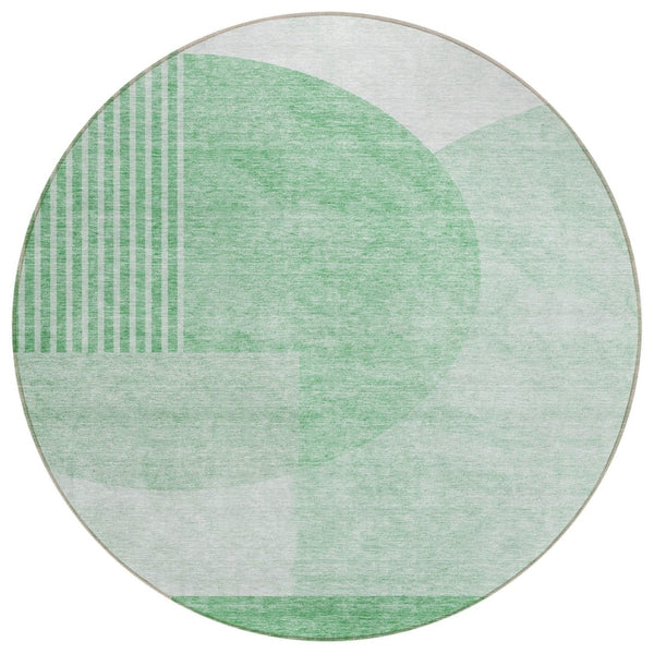 HomeRoots 5' Modern Green and Mint Geometric Area Rug - Washable, Durable for Indoor & Outdoor Spaces 8' Round 581277