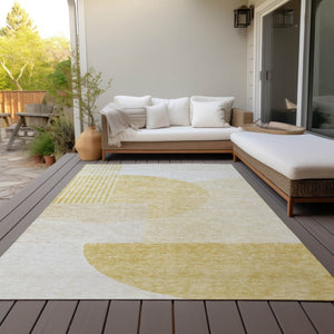 Homeroots 3' Brown Beige Ivory Geometric Indoor Outdoor Area Rug – Durable, Washable, Stylish For Any Space 3' X 5' Polyester 581281