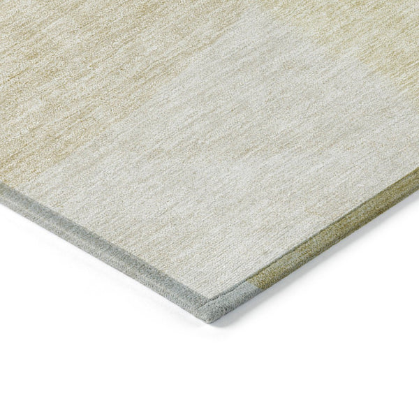 HomeRoots 5' Gold Wheat Ivory Geometric Indoor Outdoor Area Rug - Durable, Washable, Non-Slip for Modern Spaces 5' X 8' 581282