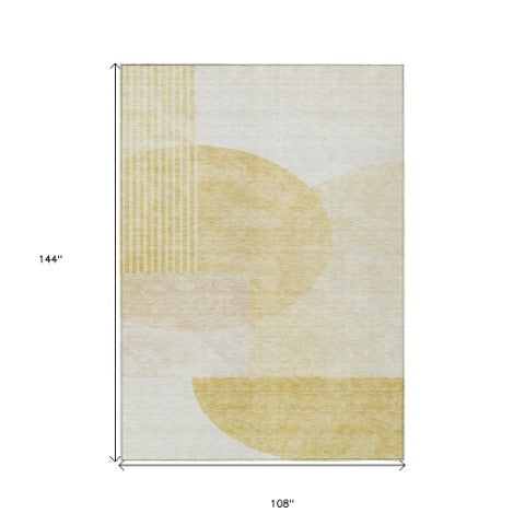 Homeroots 3' Brown Beige Ivory Geometric Indoor Outdoor Area Rug – Durable, Washable, Stylish For Any Space 9' X 12' Polyester 581285