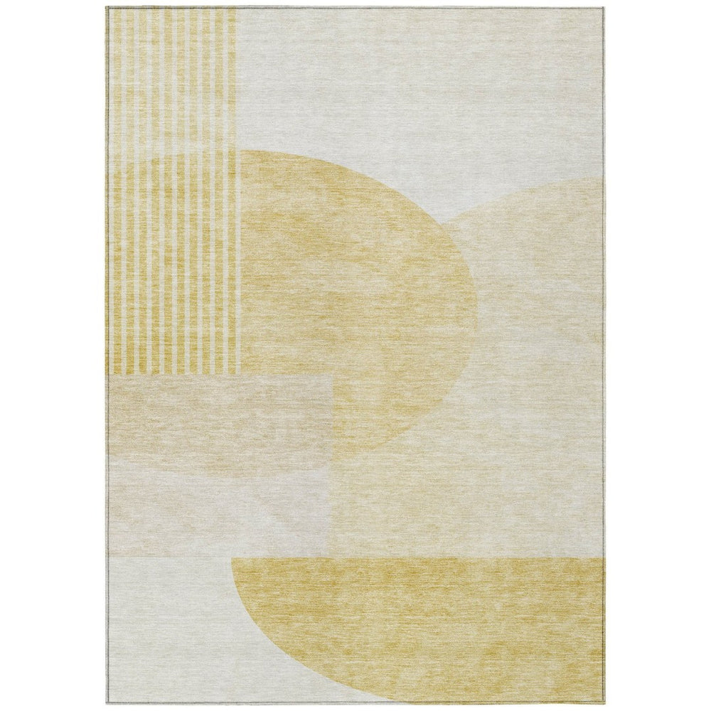 HomeRoots 9' Gold Wheat and Ivory Geometric Area Rug – Stylish, Durable, Washable for Indoor/Outdoor Use 9' X 12' 581285