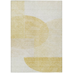 HomeRoots 9' Gold Wheat and Ivory Geometric Area Rug – Stylish, Durable, Washable for Indoor/Outdoor Use 9' X 12' 581285