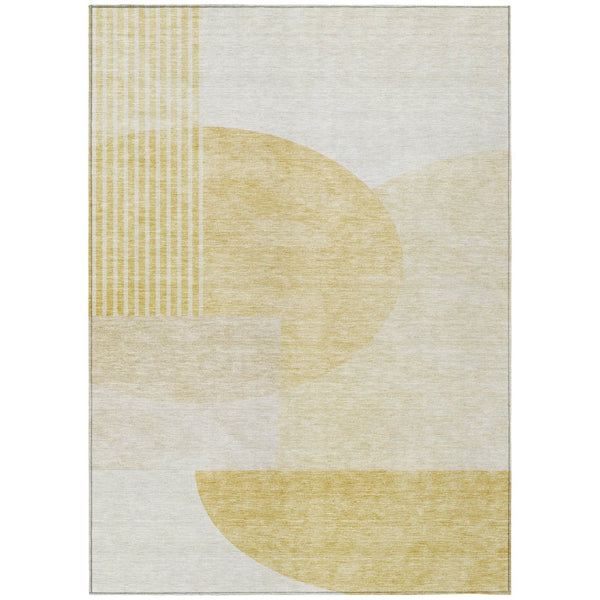 HomeRoots 9' Gold Wheat and Ivory Geometric Area Rug – Stylish, Durable, Washable for Indoor/Outdoor Use 9' X 12' 581285