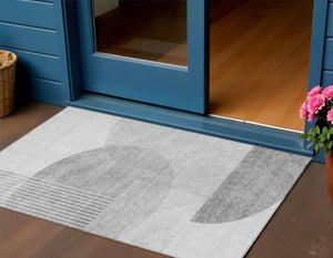 Homeroots 3' Brown Beige Ivory Geometric Indoor Outdoor Area Rug – Durable, Washable, Stylish For Any Space 3' X 5' Polyester 581287