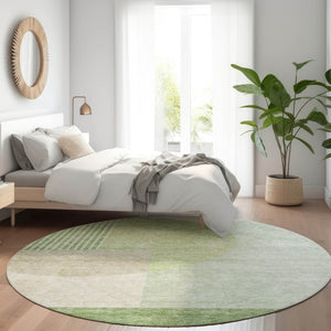 Homeroots 3' Brown Beige Ivory Geometric Indoor Outdoor Area Rug – Durable, Washable, Stylish For Any Space 8' Round Polyester 581295