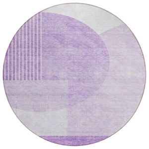 HomeRoots 5' Purple and Lavender Geometric Area Rug – Stylish, Washable Indoor/Outdoor Design for Modern Spaces 8' Round 581301