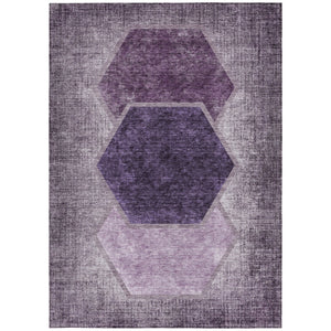 Homeroots 3' Eggplant Purple & Lavender Geometric Washable Indoor-outdoor Area Rug For Stylish Spaces 3' X 5' Polyester 581311