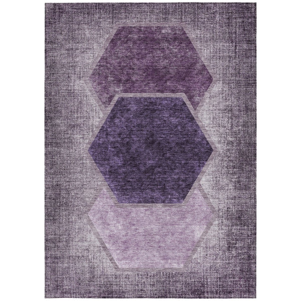 Homeroots 3' Eggplant Purple & Lavender Geometric Washable Indoor-outdoor Area Rug For Stylish Spaces 3' X 5' Polyester 581311
