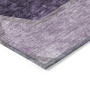Homeroots 3' Eggplant Purple & Lavender Geometric Washable Indoor-outdoor Area Rug For Stylish Spaces 3' X 5' Polyester 581311