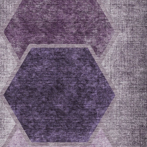 Homeroots 3' Eggplant Purple & Lavender Geometric Washable Indoor-outdoor Area Rug For Stylish Spaces 3' X 5' Polyester 581311