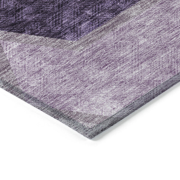 Homeroots 3' Eggplant Purple & Lavender Geometric Washable Indoor-outdoor Area Rug For Stylish Spaces 8' X 10' Polyester 581314