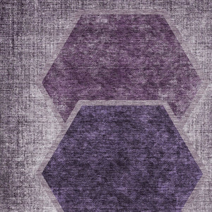 Homeroots 3' Eggplant Purple & Lavender Geometric Washable Indoor-outdoor Area Rug For Stylish Spaces 8' X 10' Polyester 581314