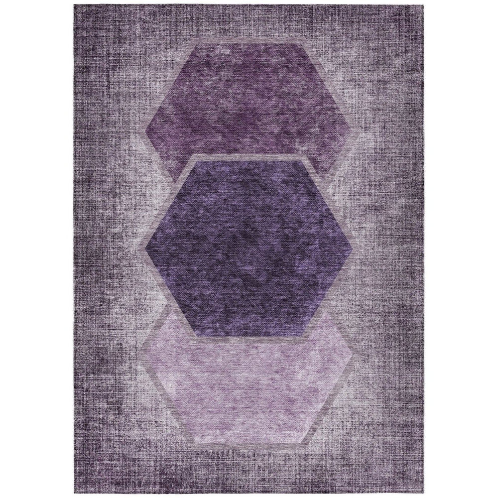 HomeRoots 9' Modern Geometric Area Rug in Eggplant Purple & Lavender - Durable, Washable for Indoor Outdoor Use 9' X 12' 581315