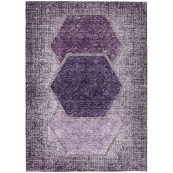 HomeRoots 9' Modern Geometric Area Rug in Eggplant Purple & Lavender - Durable, Washable for Indoor Outdoor Use 9' X 12' 581315