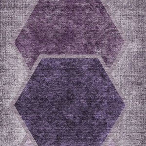 Homeroots 3' Eggplant Purple & Lavender Geometric Washable Indoor-outdoor Area Rug For Stylish Spaces 10' X 14' Polyester 581316